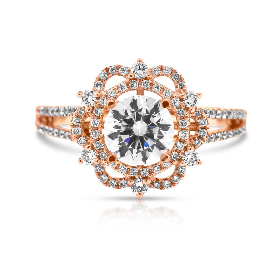 Rose gold ring with diamonds, showcasing a perfect blend of warmth and brilliance.