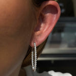 Long Slim Diamond Hoop Earrings