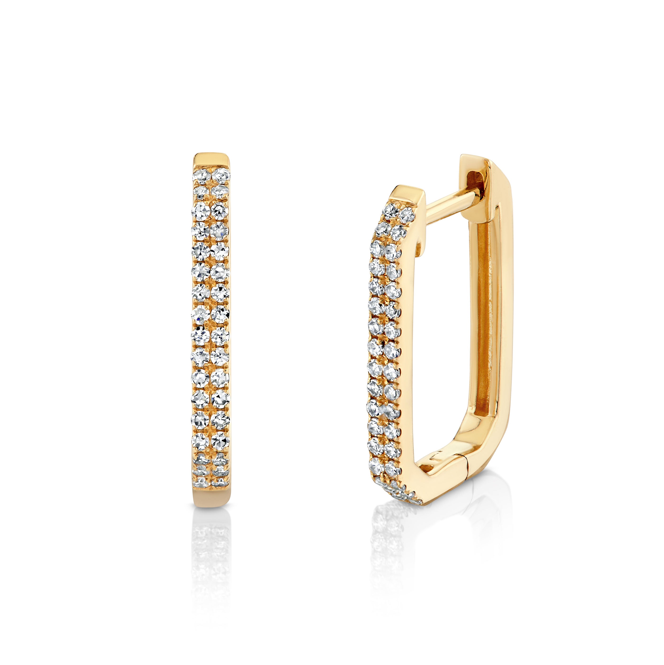 Squared Edge Diamond Hoops