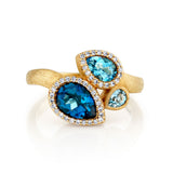 Tonal Blue Topaz & Diamond Ring