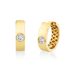 Wide Gold & Diamond Huggies