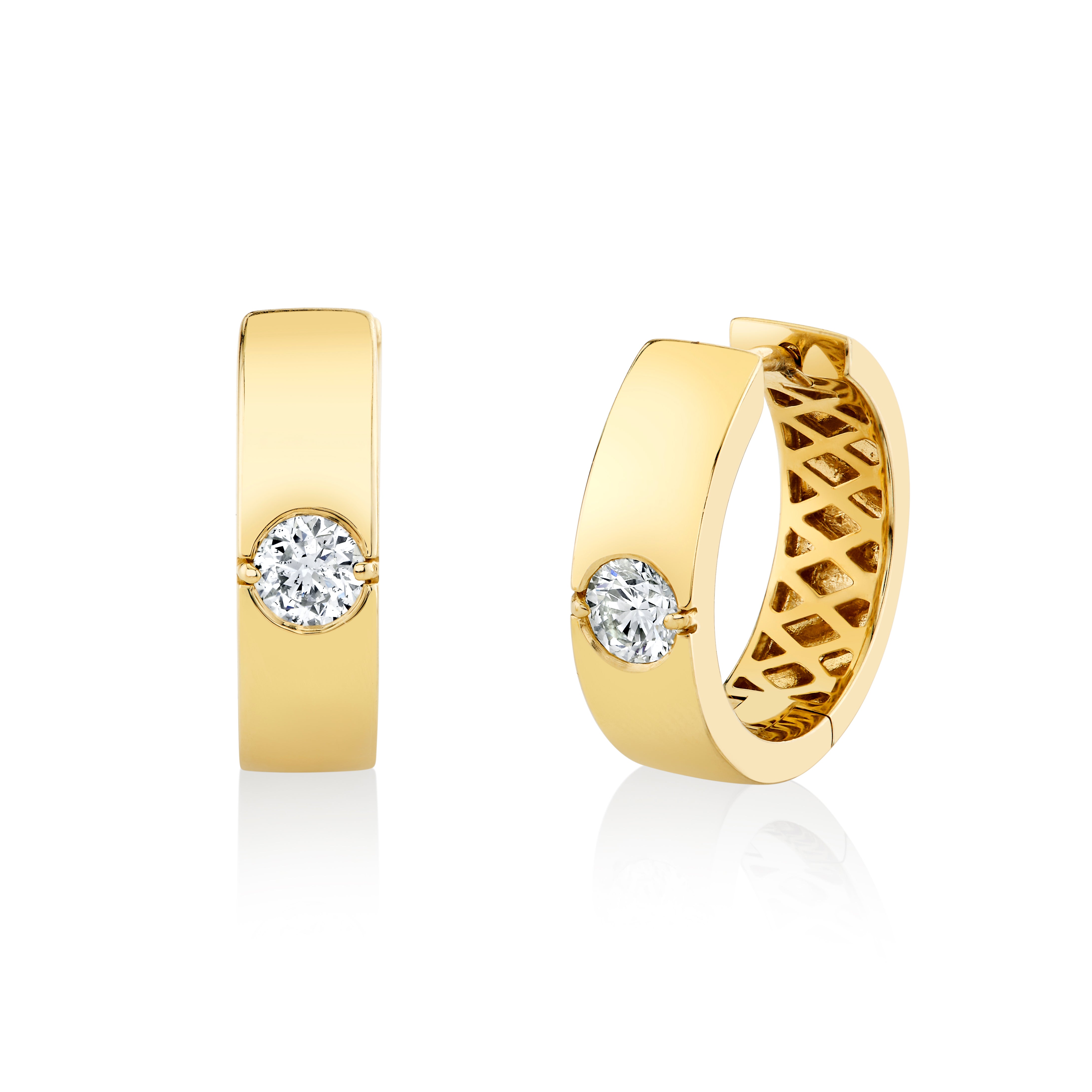 Wide Gold & Diamond Huggies