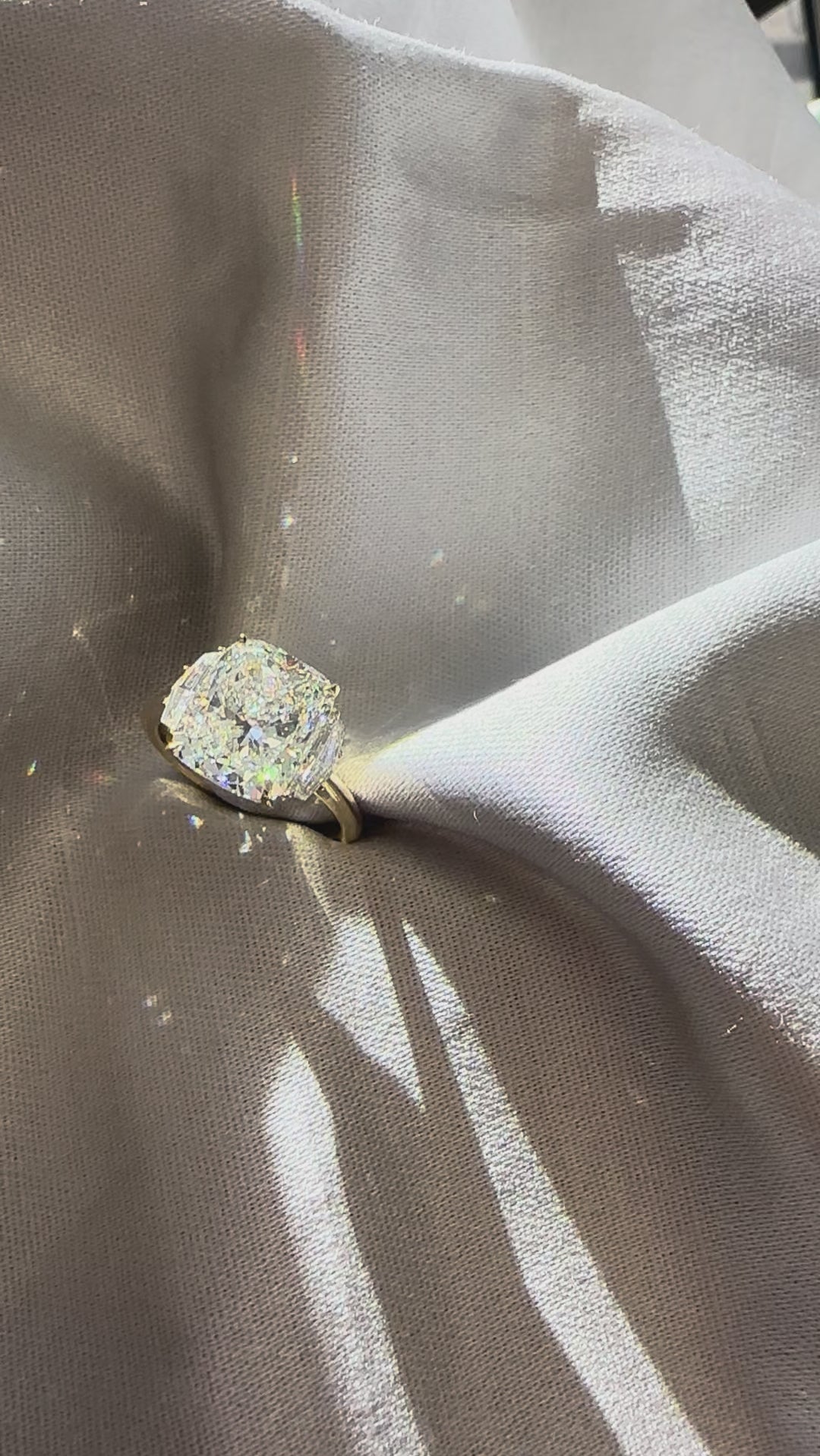Natural 5.03ct Cushion Cut & Epaulette Diamond Ring