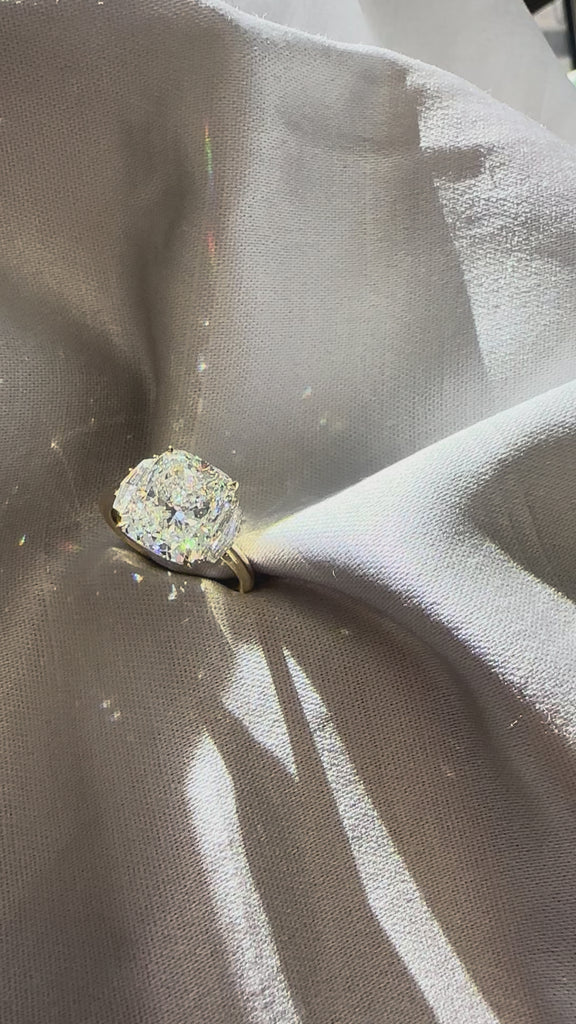Natural 5.03ct Cushion Cut & Epaulette Diamond Ring