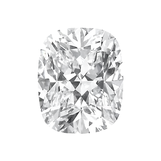 Cushion cut diamond with rounded corners and brilliant facets