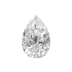 A brilliant pear cut diamond, featuring elegant teardrop shape with a rounded base tapering to a single point.
