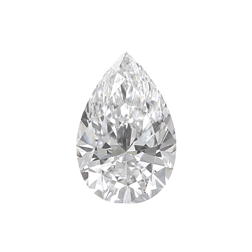 A brilliant pear cut diamond, featuring elegant teardrop shape with a rounded base tapering to a single point.