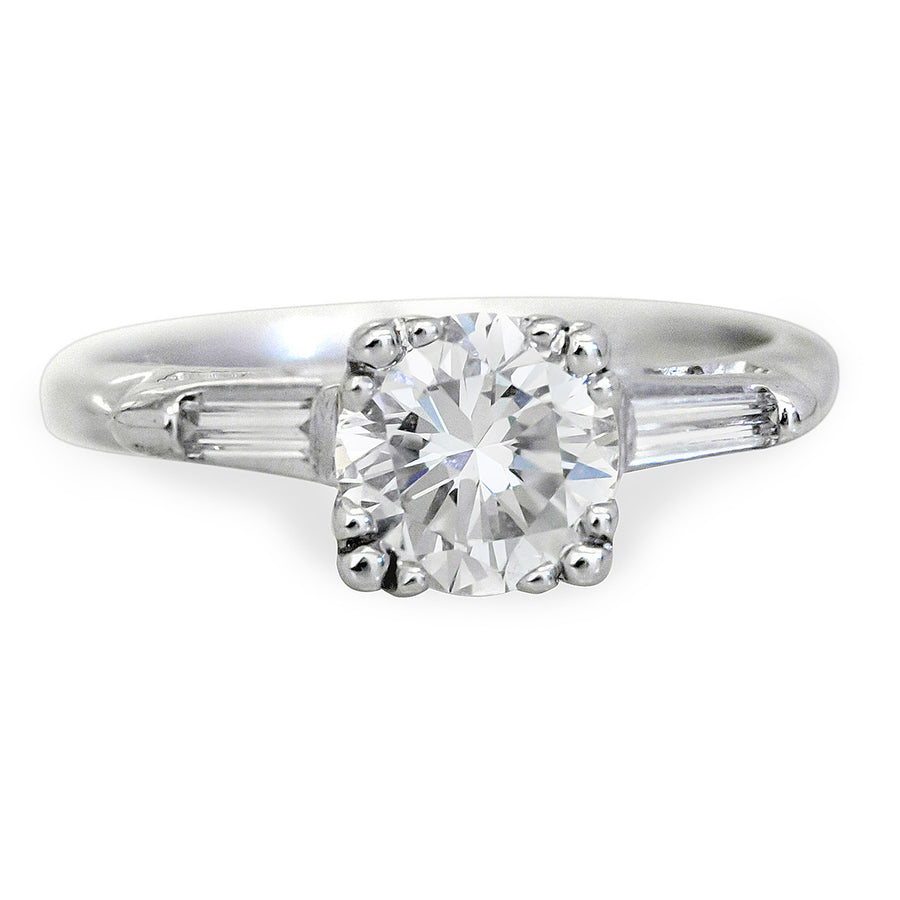 Harold Stevens Round Brilliant With Tapered Baguette Engagement Ring