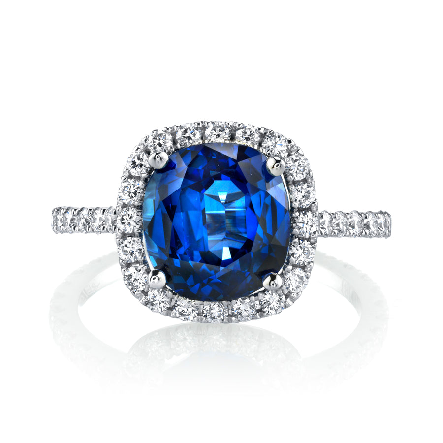 Blue Sapphire Diamond Halo