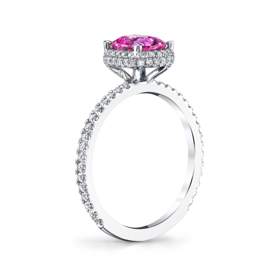 Side View Pink Sapphire Diamond Engagement Ring 