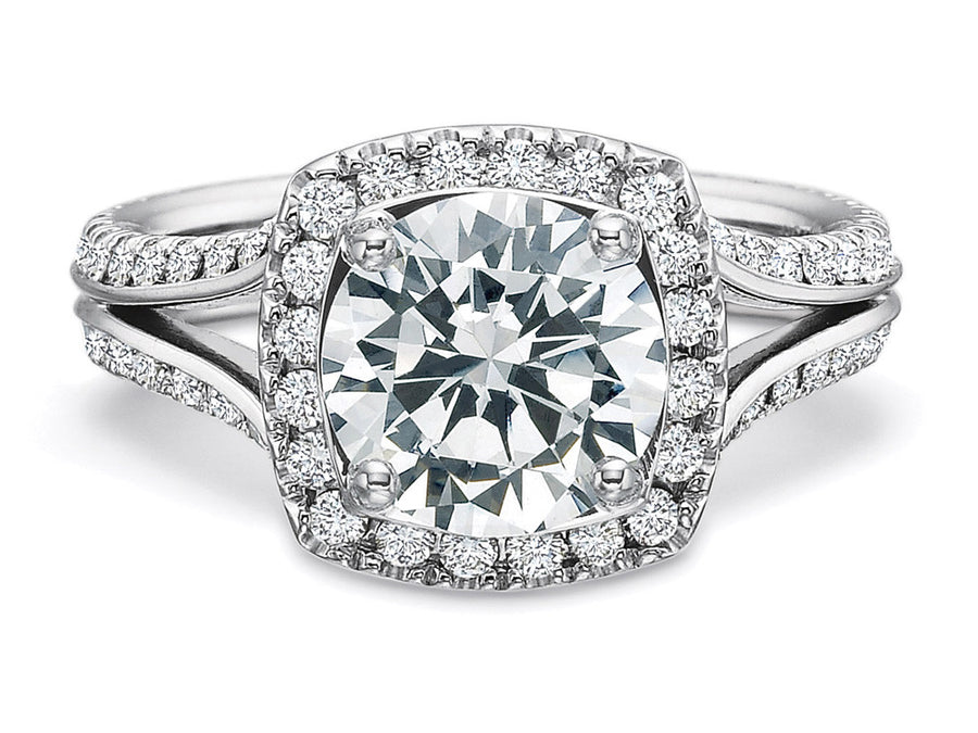 14kt Cushion Shaped Halo Engagement Ring – Everett Jewelry