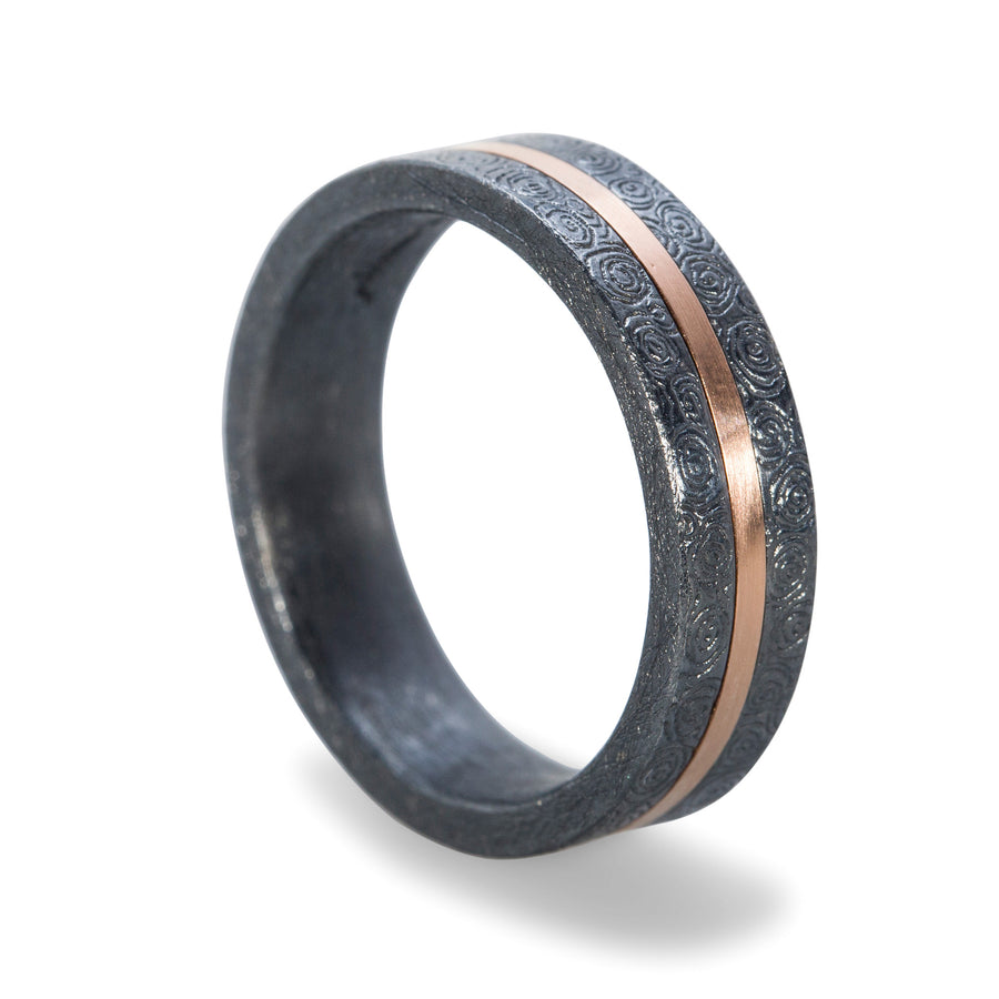 Rose Gold and Oxidized Silver Men's Wedding Ring