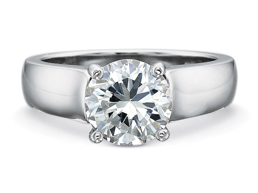 Wide Platinum Solitaire Engagement Ring