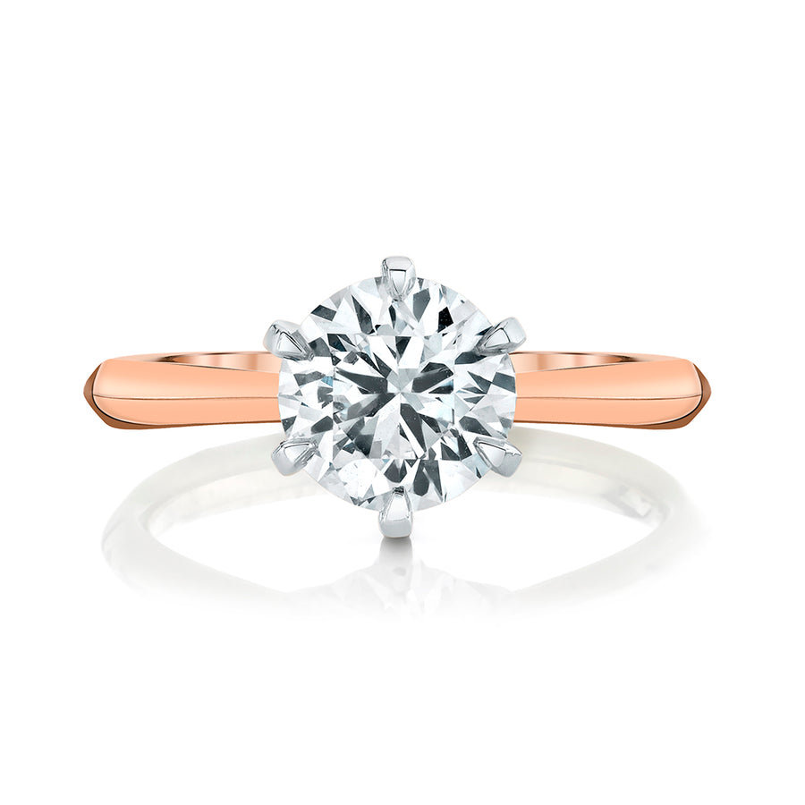 Rose Gold Six Prong Solitaire Setting