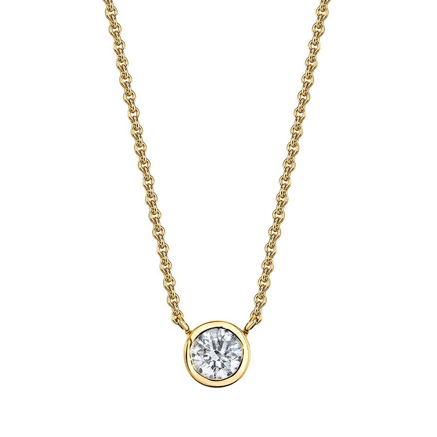Yellow Gold Bezel Set Single Diamond Necklace