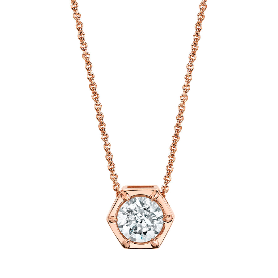 Rose Gold Hexagon Diamond Necklace