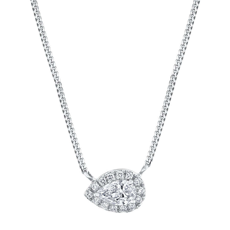 White Gold East East Pear Cut Diamond Necklace