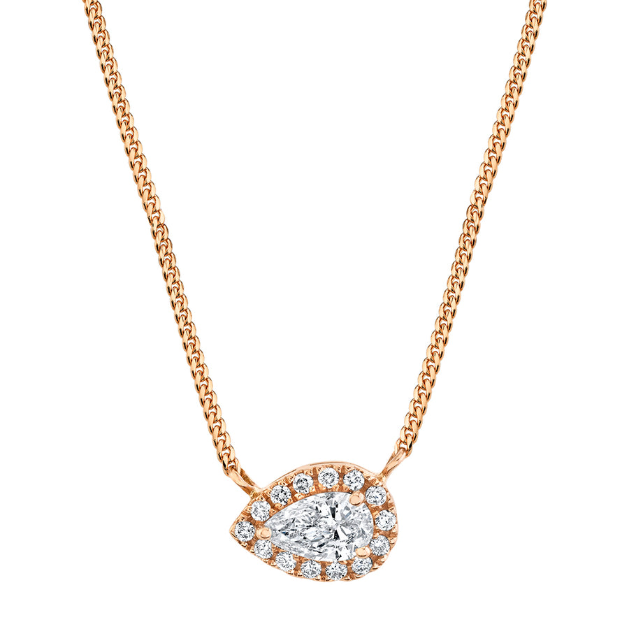Rose Gold East-West Pear Cut Diamond Necklace