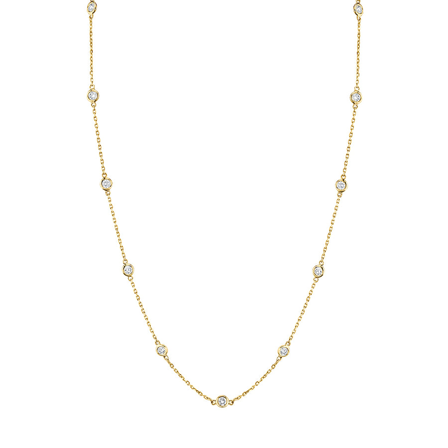Yellow Gold Diamond Station Necklaces