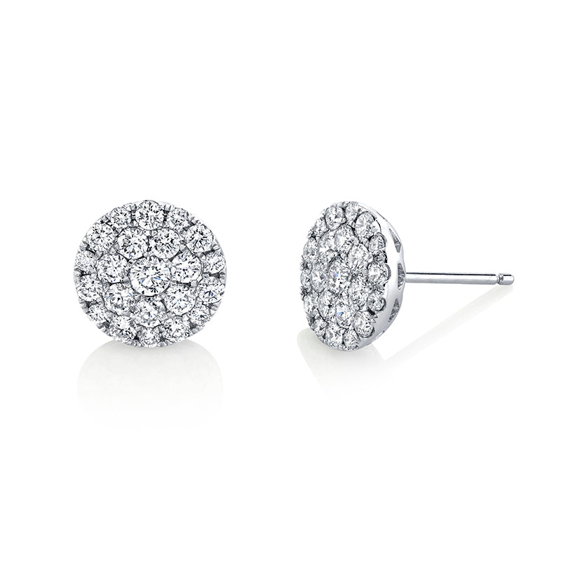 Button Style Diamond Stud Earrings