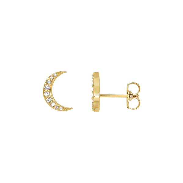 14K White Gold Crescent Moon Earrings