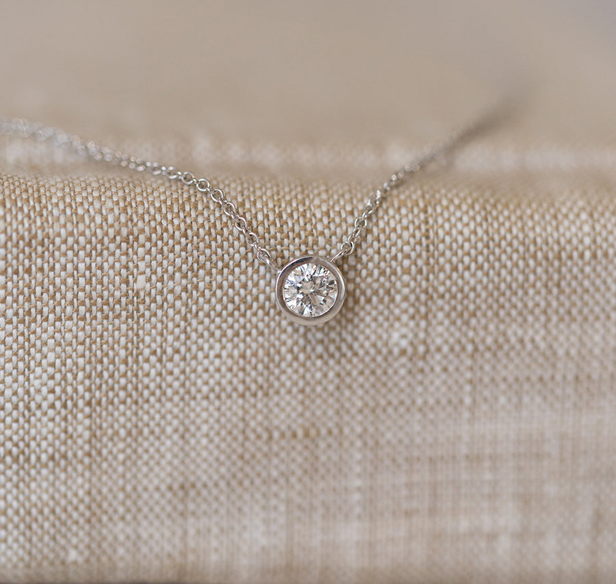 Bezel Set Single Diamond Necklace
