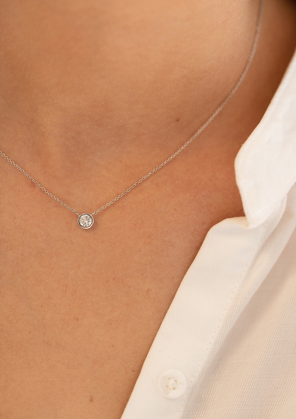 Bezel Set Single Diamond Necklace