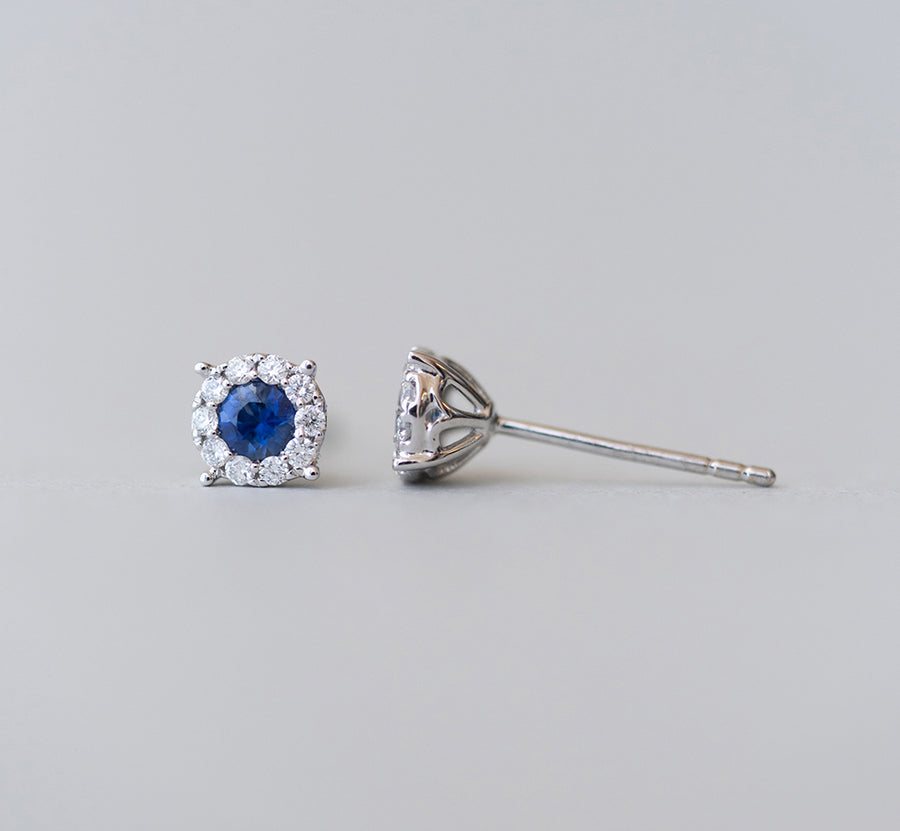 Popular Sapphire with Diamond Halo Earrings