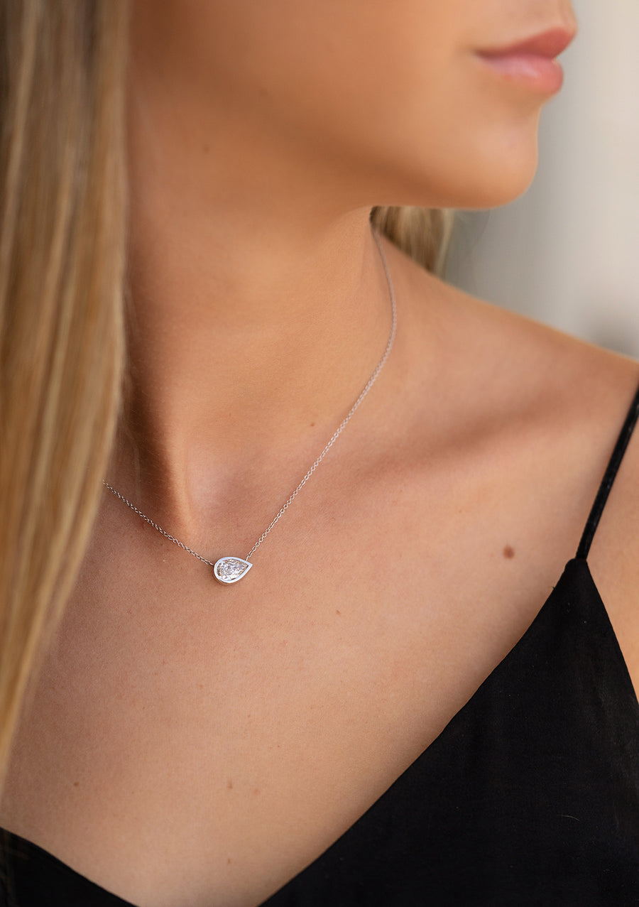 Effy Pave Classica 14K White Gold Diamond Pear Shaped Necklace, 0.38 T –  effyjewelry.com