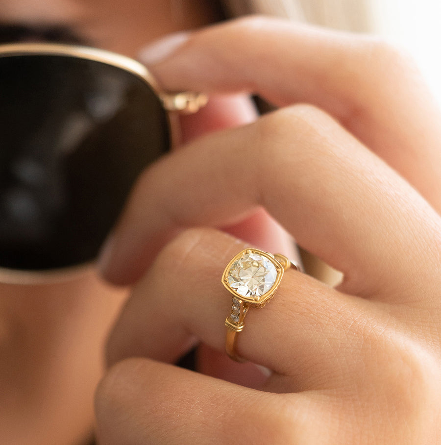 Art Deco 7.57 Carat European-Cut Diamond Engagement Ring - GIA J I1