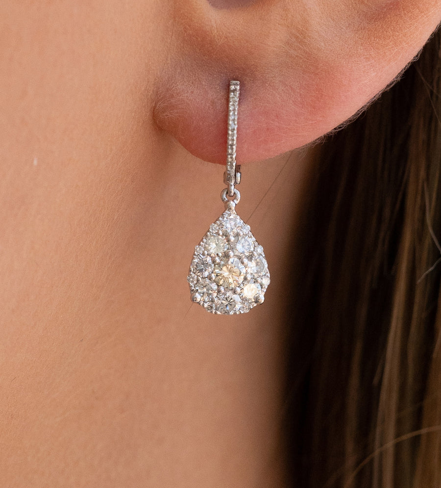 Diamond and 14k Gold Tear Drop Earrings - 66mint Fine Estate Jewelry