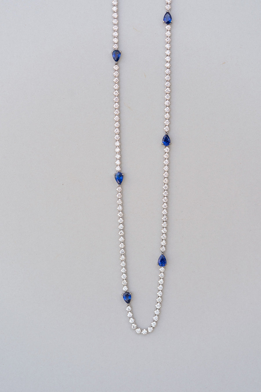 16.38 cttw Riviera Sapphire Diamond Necklace