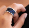 Wide Sapphire Band Ring