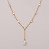 Rose Gold Pear Cut Diamond Lariat Necklace