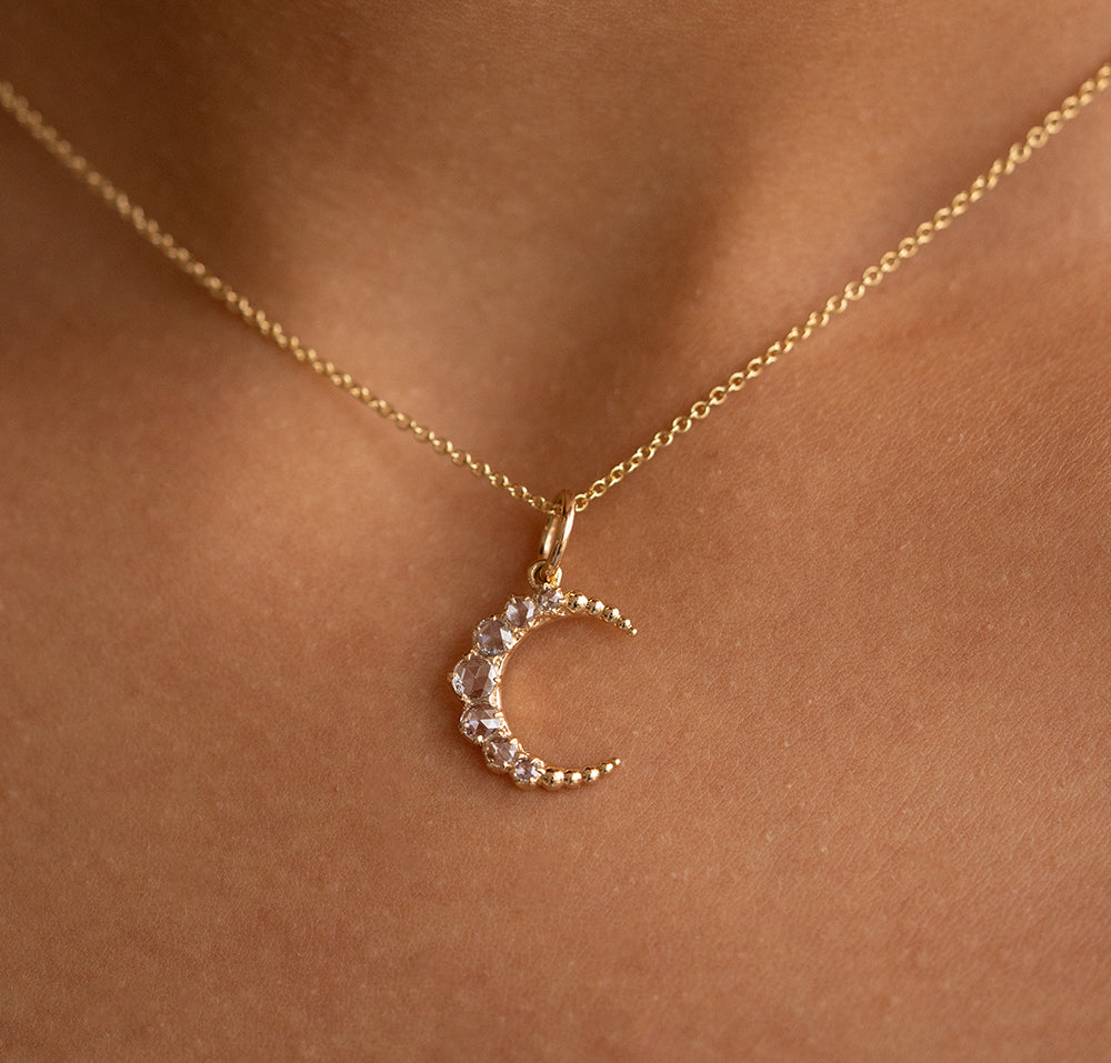 Crescent Moon Diamond Necklace - Main Image
