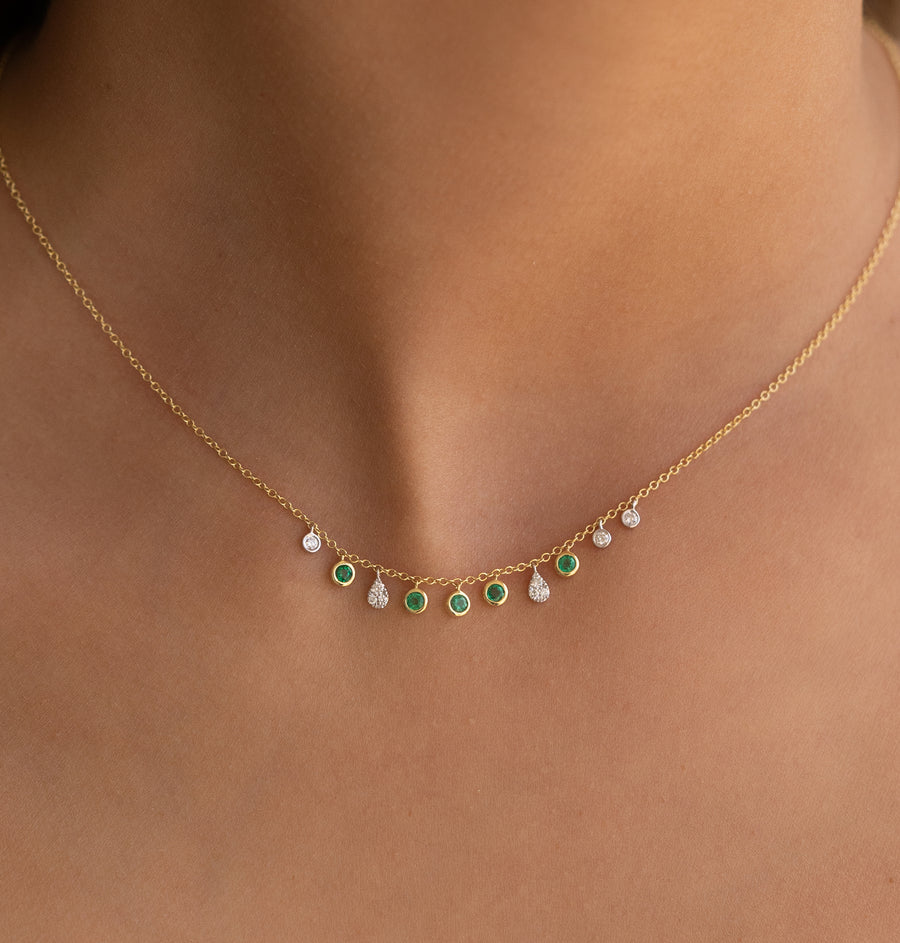 Emerald and Diamond Bezel Necklace