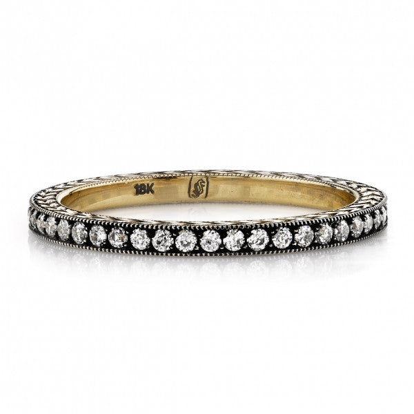 Oxidized Gold Diamond Band by Single Stone - named Molly