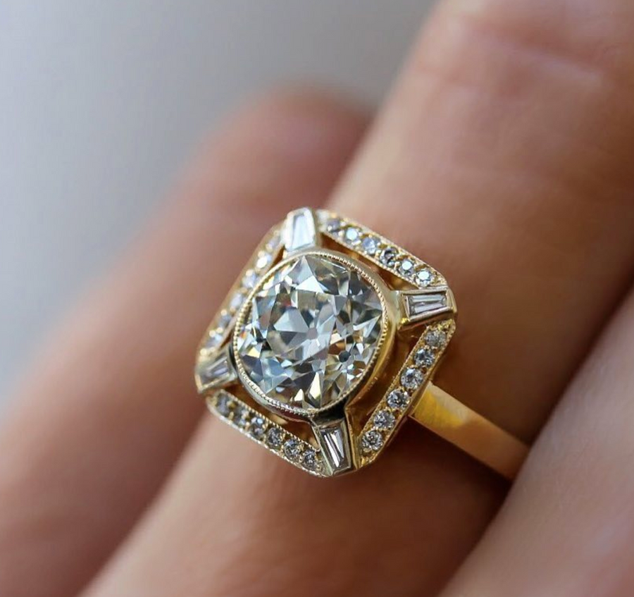 10k Gold Single Band Diamond Inlay Engagement Ring | Gold Presidents