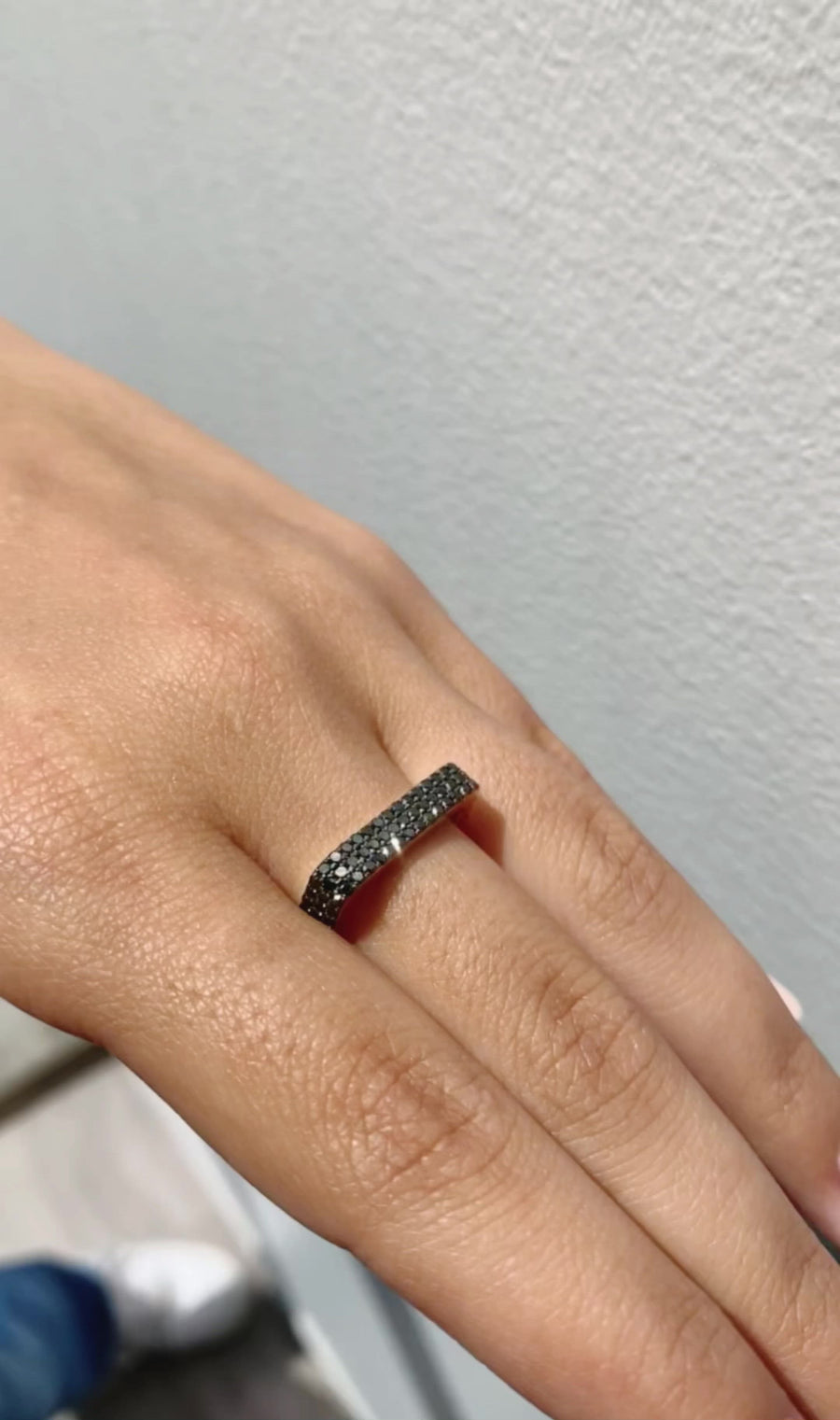 One of a kind black diamond Lozenge ring