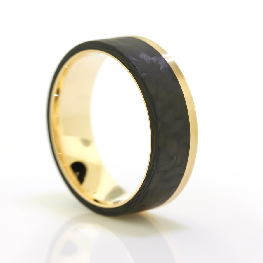Black Carbon Fiber and Gold Men's Ring