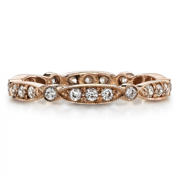 Single Stone Vintage Designer Wedding Band - named Sadie